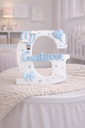 Letra Decorativa Personalizada para Quarto de Bebé Branco e Azul Claro