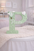 Letra Decorativa Personalizada para Quarto de Bebé Verde e Branco